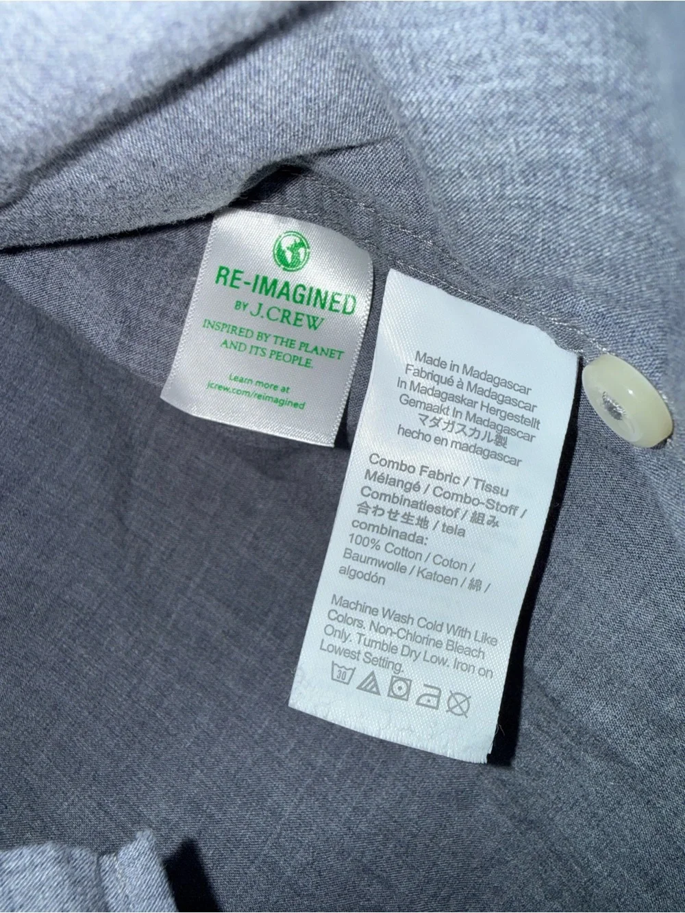 J. Crew Men’s Lightweight Secret Wash Button-Down Slim Shirt, Small, Blue/Grey